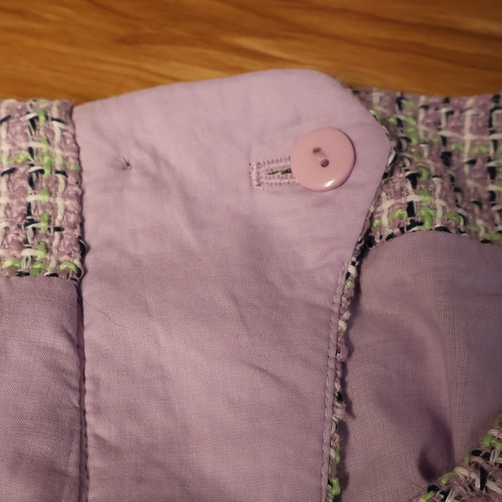 LOFT Tweed High Waisted Shorts Womens Size 10 Purple Preppy Old Money Academia - Picture 9 of 10